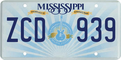 MS license plate ZCD939
