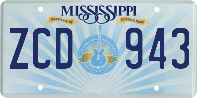 MS license plate ZCD943