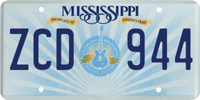 MS license plate ZCD944