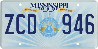 MS license plate ZCD946