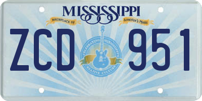 MS license plate ZCD951
