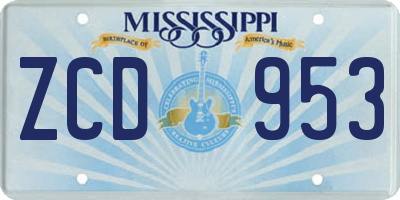 MS license plate ZCD953