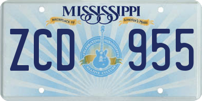 MS license plate ZCD955