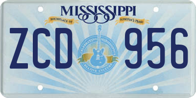 MS license plate ZCD956