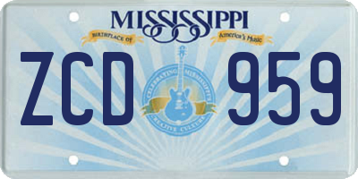 MS license plate ZCD959