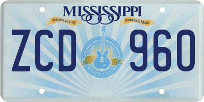MS license plate ZCD960