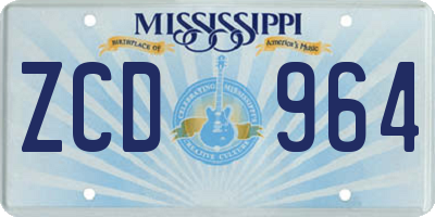 MS license plate ZCD964