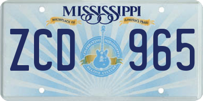 MS license plate ZCD965