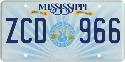 MS license plate ZCD966