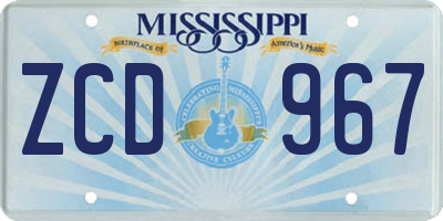 MS license plate ZCD967