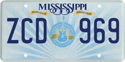 MS license plate ZCD969