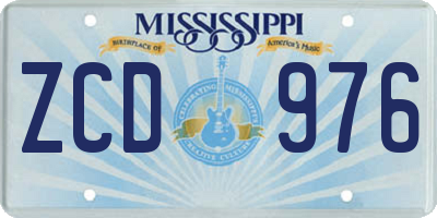 MS license plate ZCD976