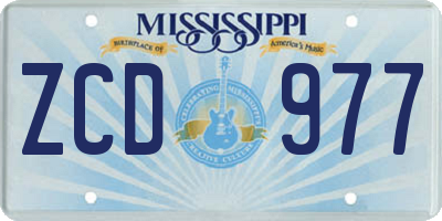 MS license plate ZCD977