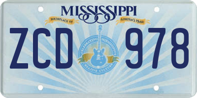 MS license plate ZCD978