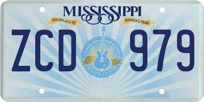 MS license plate ZCD979