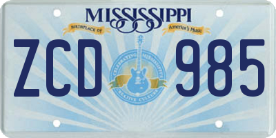 MS license plate ZCD985