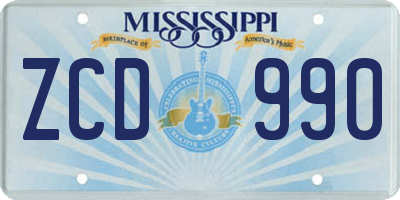 MS license plate ZCD990