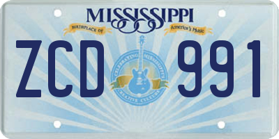 MS license plate ZCD991