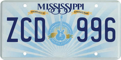 MS license plate ZCD996