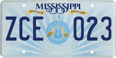 MS license plate ZCE023