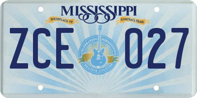 MS license plate ZCE027