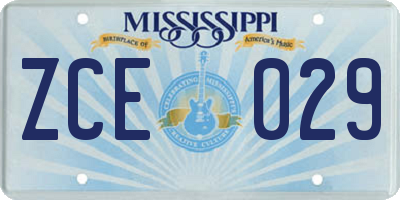 MS license plate ZCE029