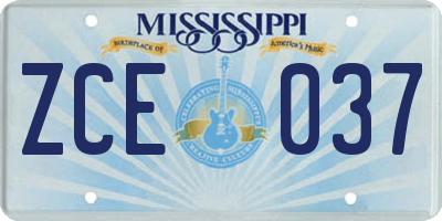 MS license plate ZCE037