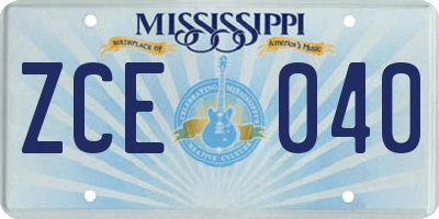 MS license plate ZCE040