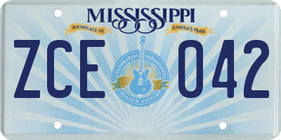 MS license plate ZCE042