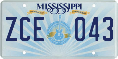MS license plate ZCE043