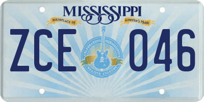MS license plate ZCE046