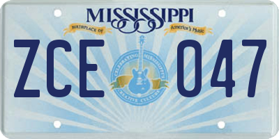 MS license plate ZCE047