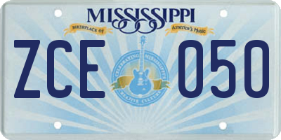 MS license plate ZCE050