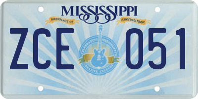 MS license plate ZCE051