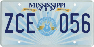 MS license plate ZCE056