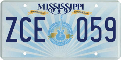 MS license plate ZCE059