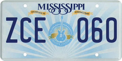 MS license plate ZCE060