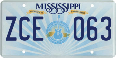 MS license plate ZCE063