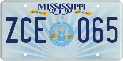 MS license plate ZCE065