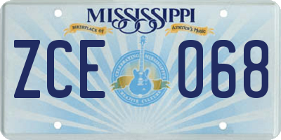 MS license plate ZCE068