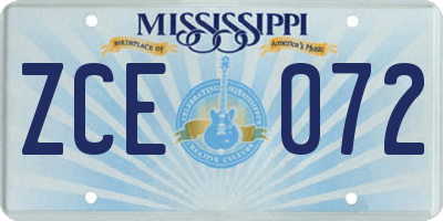 MS license plate ZCE072