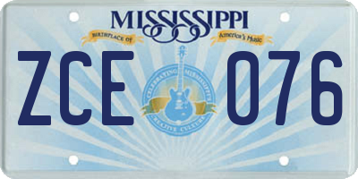 MS license plate ZCE076