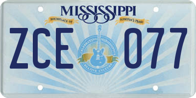 MS license plate ZCE077
