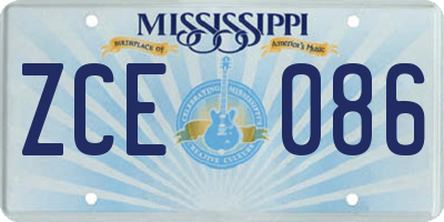 MS license plate ZCE086