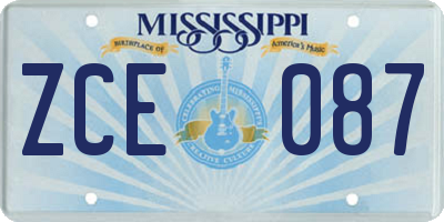 MS license plate ZCE087