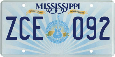 MS license plate ZCE092