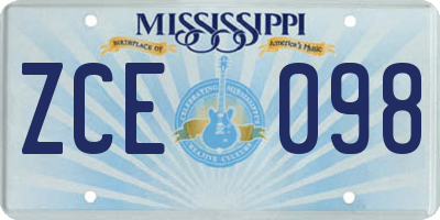 MS license plate ZCE098