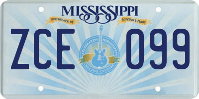 MS license plate ZCE099