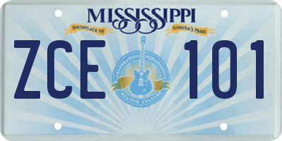 MS license plate ZCE101