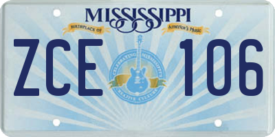 MS license plate ZCE106
